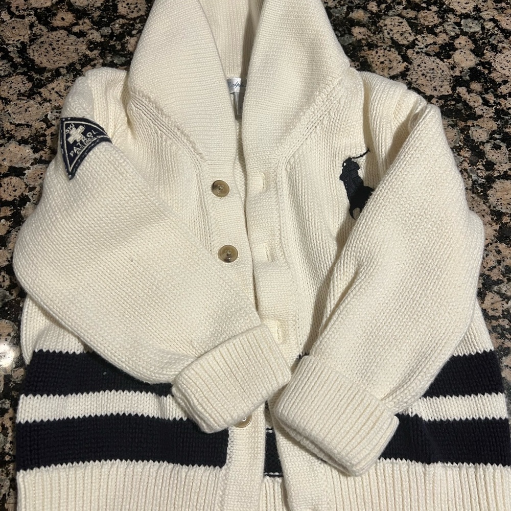 Polo by Ralph Lauren White and Black Knit Sweater